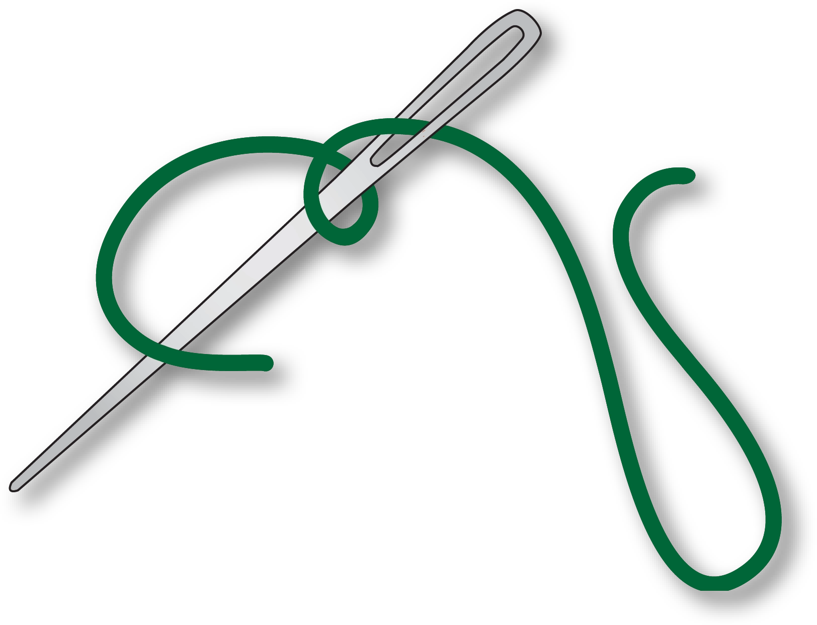 digital illustration of a needle and thread