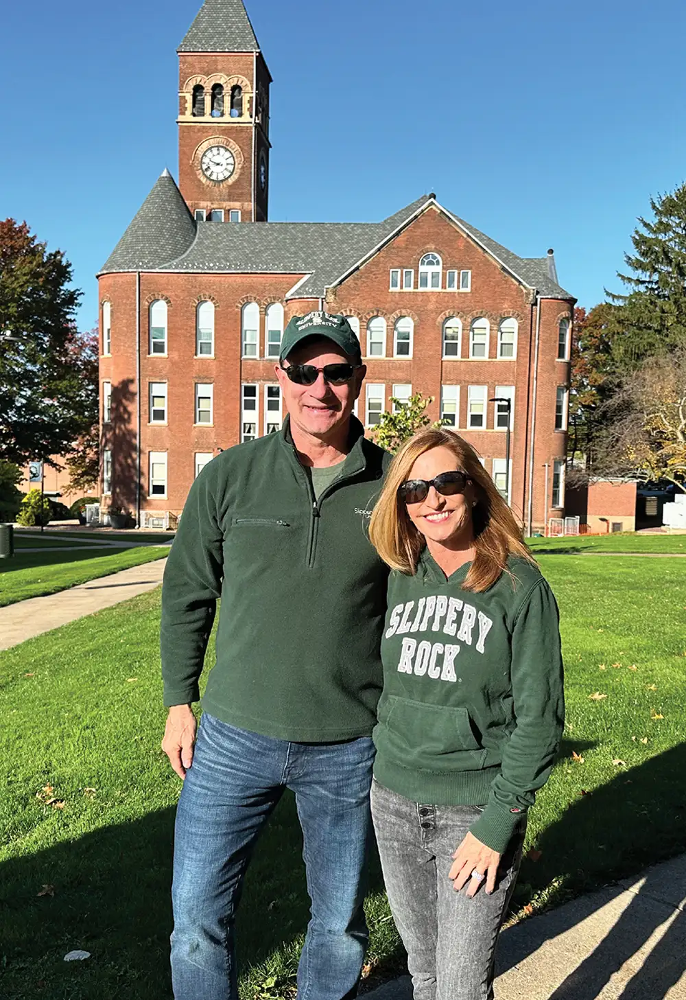 Joe and Pam Finney in Slippery Rock University gear