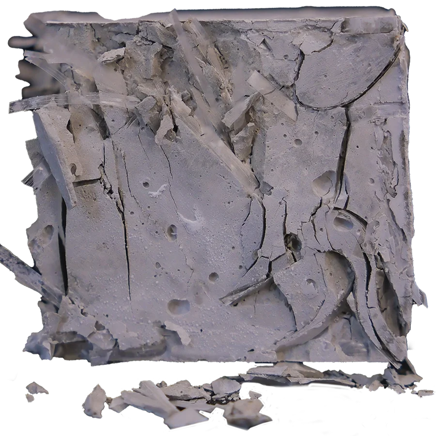 close up of a cement-based composite block