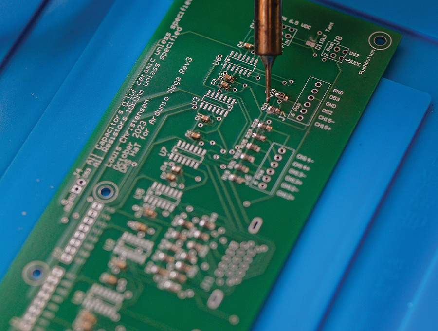 close up of Nicco Mickens's air heater circuit board