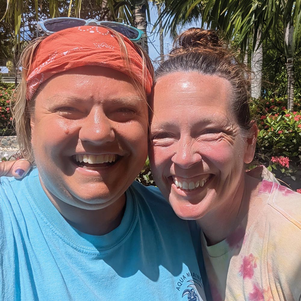 Horvath and Benjamin posing for a selfie together