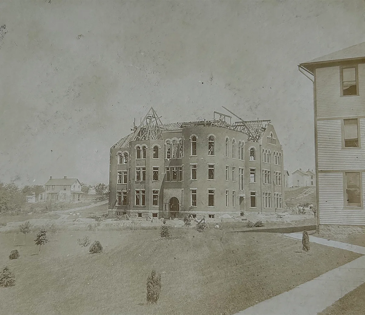 Old Main building during its construction in 1892